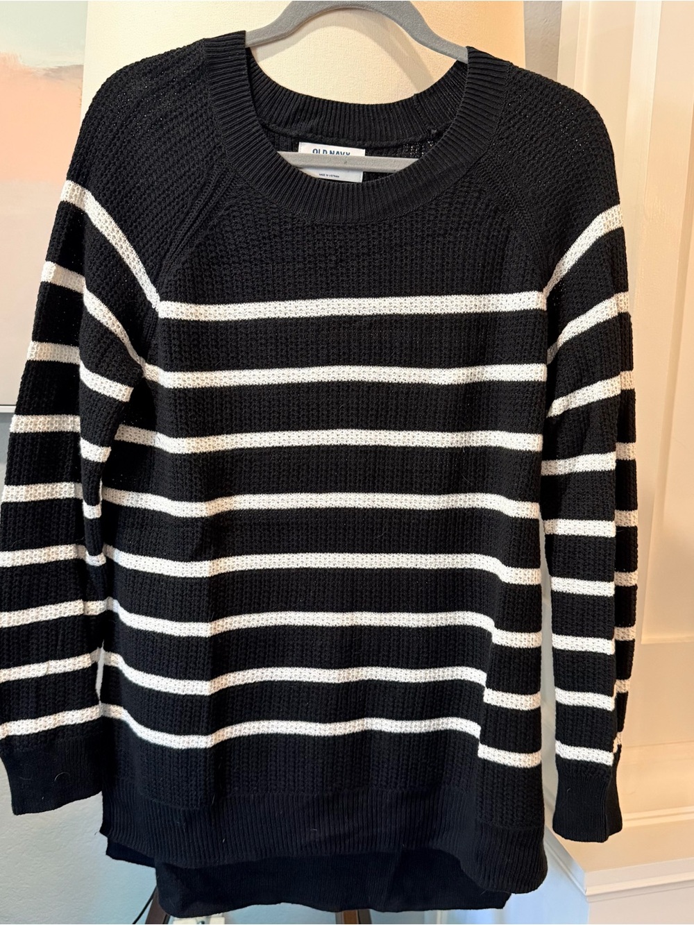 New, Never Worn Old Navy Black and White Striped Crewneck Sweater